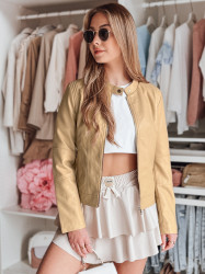 Kurtka damska skórzana z kapturem METSOUL beżowa Dstreet