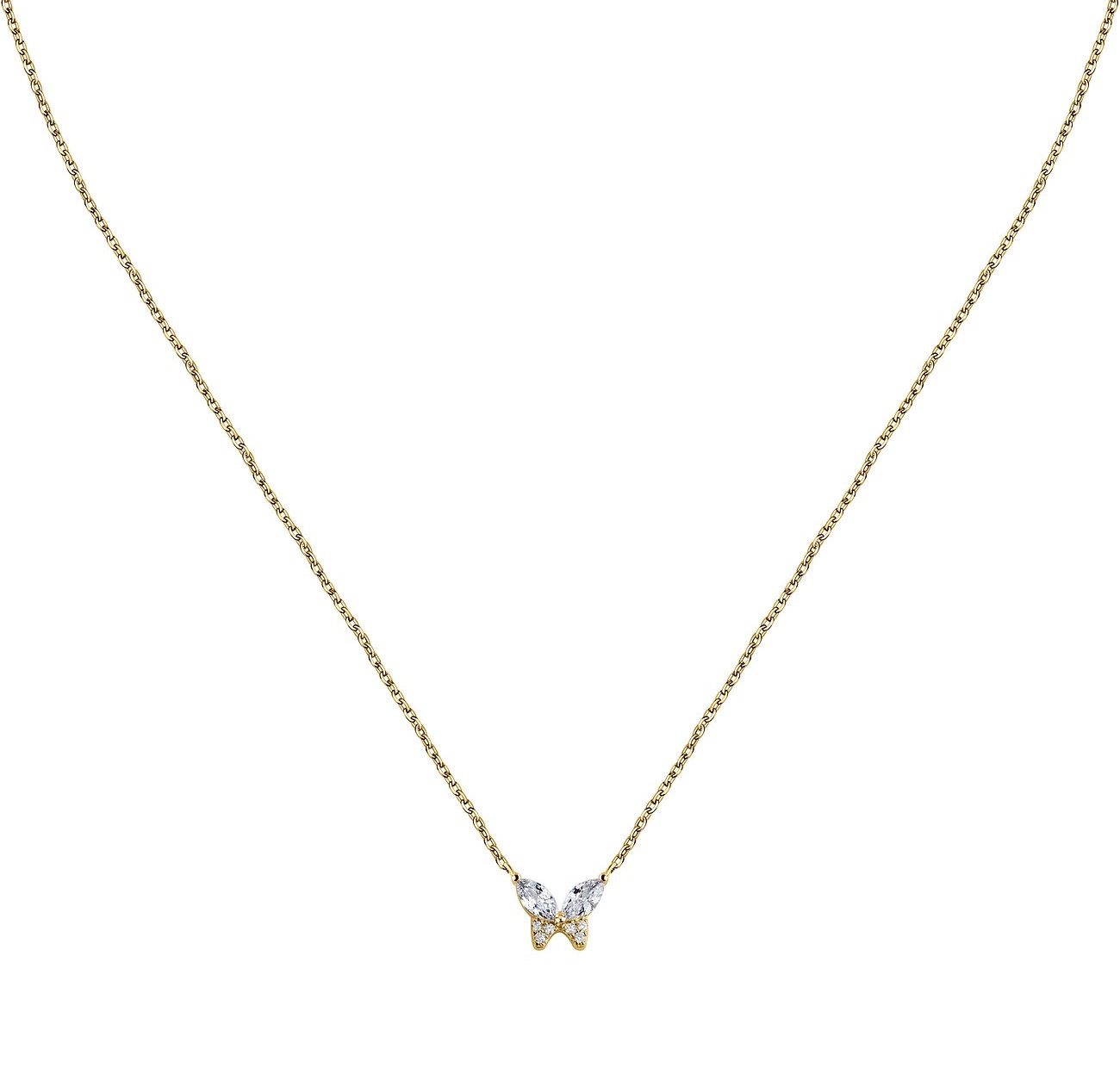 La Petite Story Něžný pozlacený náhrdelník Motýlek se zirkony Silver LPS10AWV97