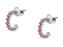 La Petite Story Slušivé ocelové náušnice s fuchsiovými krystaly LPS01AYQ123