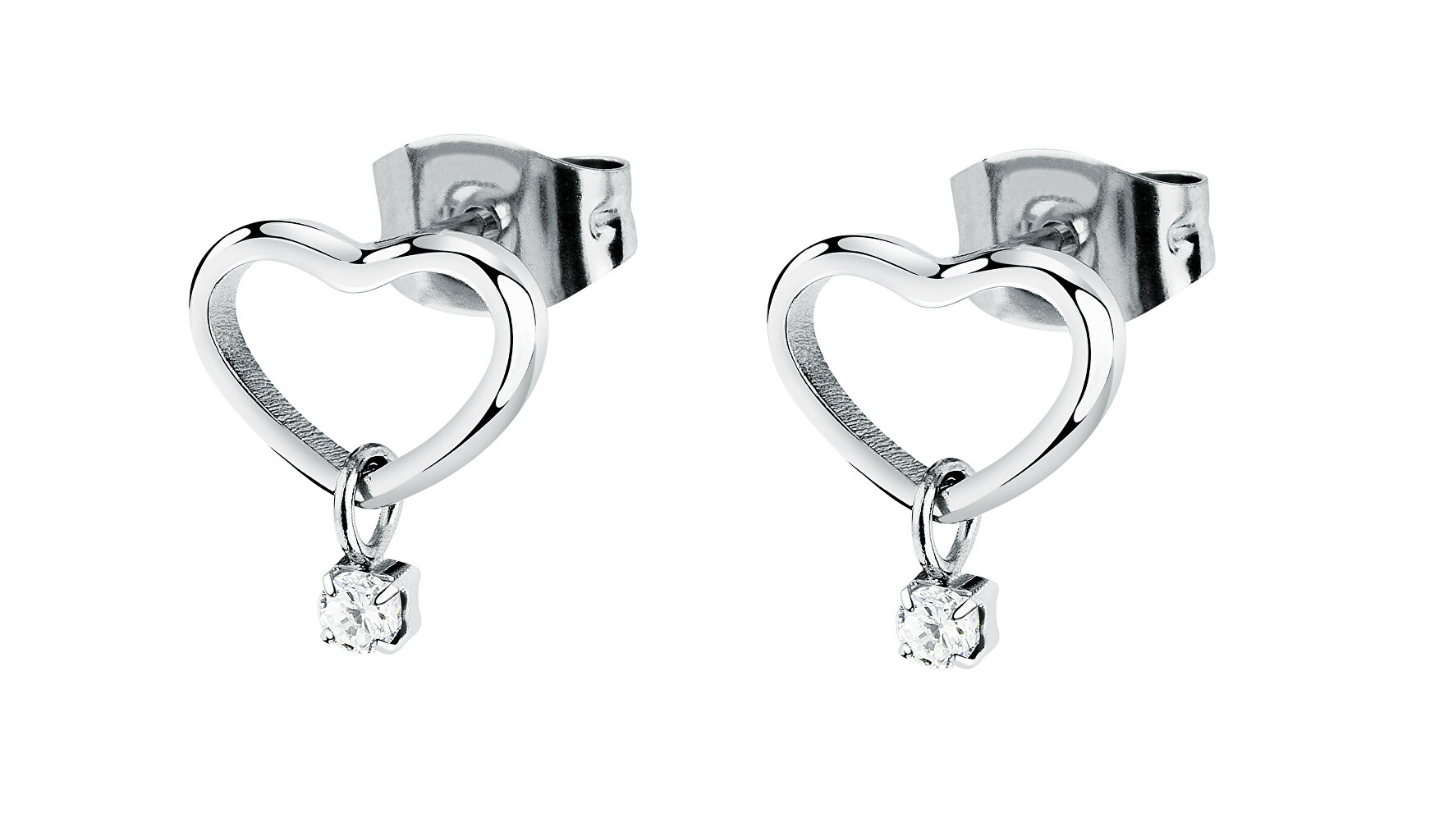 La Petite Story Srdíčkové ocelové náušnice se zirkonem LPS01AYQ130