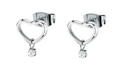La Petite Story Srdíčkové ocelové náušnice se zirkonem LPS01AYQ130