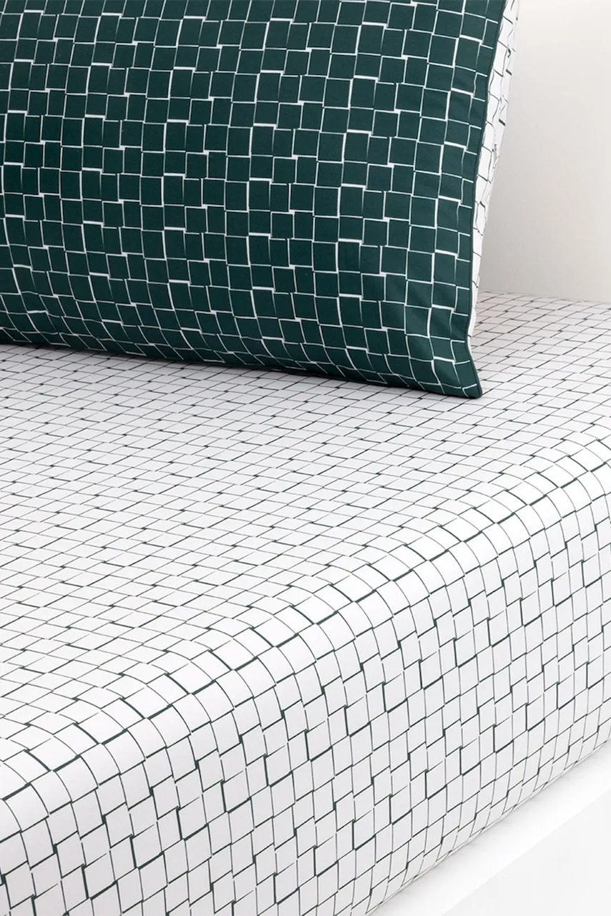 Lacoste  Bavlněné prostěradlo s gumou  L BLOCK Vert 90 x 200 cm