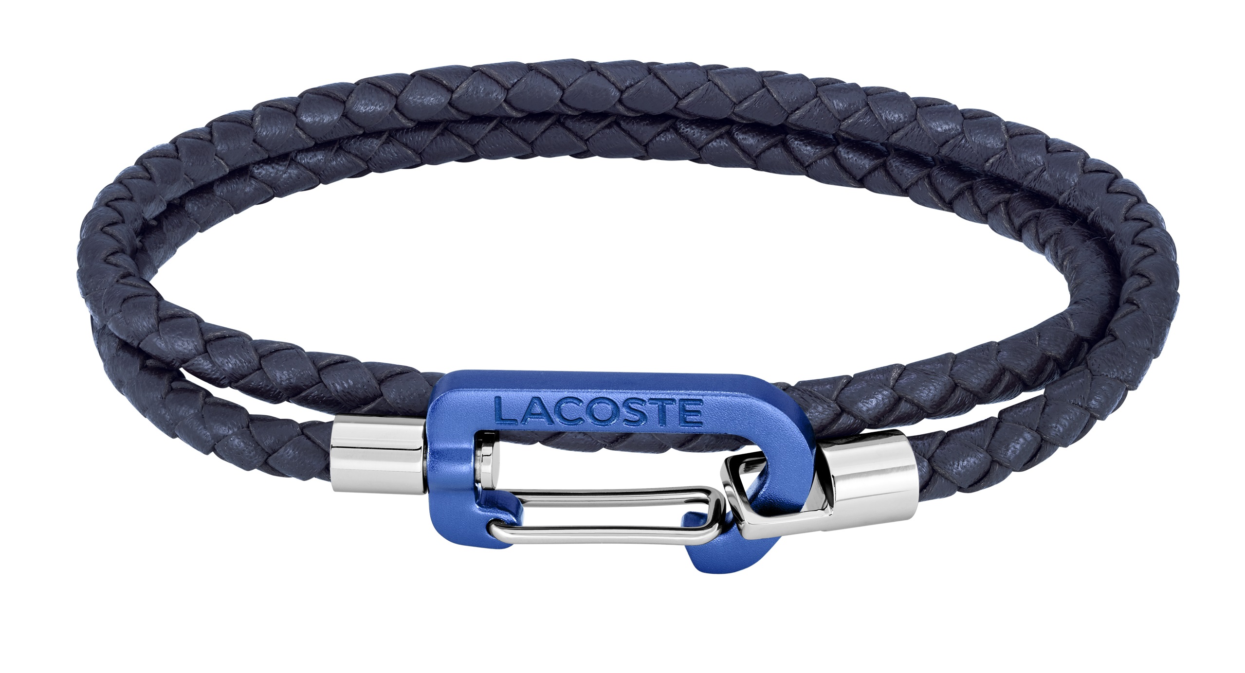 Lacoste Tmavě modrý pletený náramek z kůže Matt 2040315