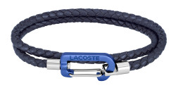 Lacoste Tmavě modrý pletený náramek z kůže Matt 2040315