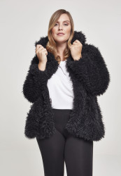 Ladies Hooded Teddy Jacket black