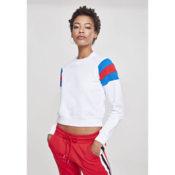 Ladies Sleeve Stripe Crew bílá/světlemodrá/vypalovaná