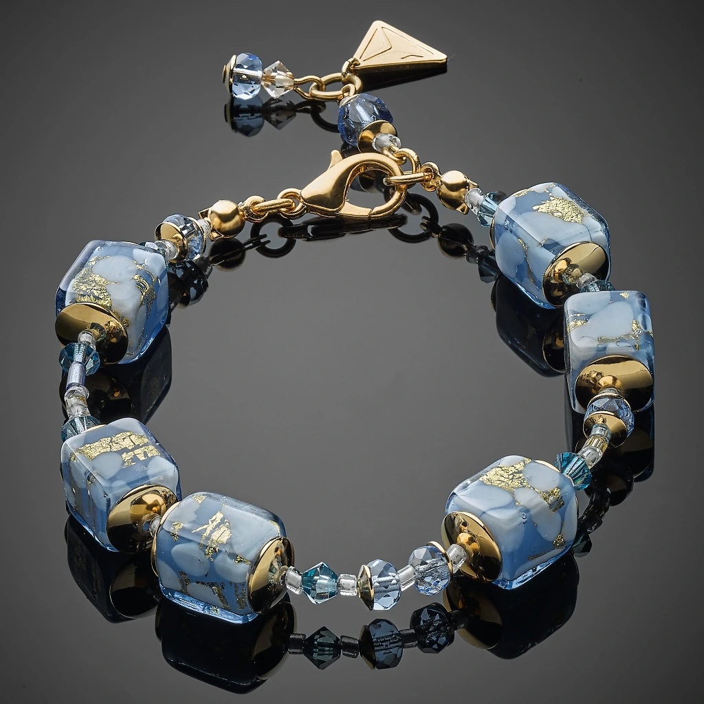 Lampglas Náramek Heavenly Glow 2 s 24karátovým zlatem v perlách Lampglas BCU60