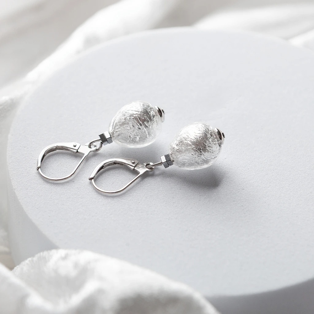 Lampglas Náušnice Moon Nude s ryzím stříbrem ENM4/AG/RHO