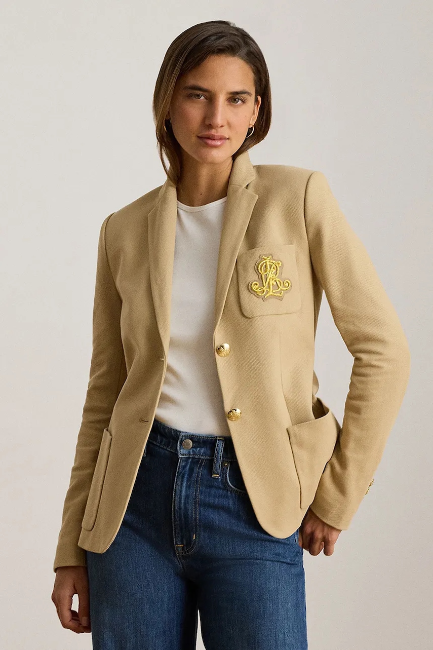 Lauren Ralph Lauren  jednořadé sako dámské bavlněné s elastanem