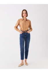 LC Waikiki Belted Waist Mom Fit Women's Jean Trousers
