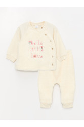 LC Waikiki Crew Neck Long Sleeve Embroidery Detailed Baby Girl Cardigan and Pants Set of 2