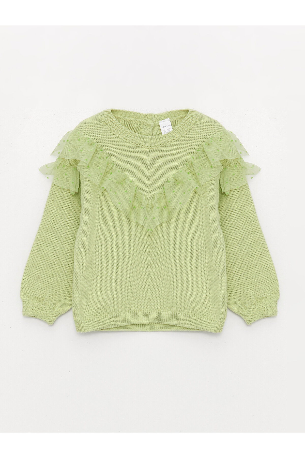 LC Waikiki Crew Neck Long Sleeve Ruffle Detail Baby Girl Knitwear Sweater