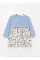 LC Waikiki Crew Neck Long Sleeve Skirt Patterned Baby Girl Knitwear Dress
