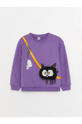 LC Waikiki Crew Neck Printed Long Sleeve Girl's Sweatshirt