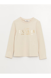 LC Waikiki Crew Neck Printed Long Sleeve Girls' T-Shirt