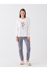 LC Waikiki Crew Neck Printed Long Sleeve Women's Pajama Set
