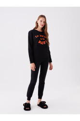 LC Waikiki Crew Neck Printed Long Sleeve Women's Pajama Set