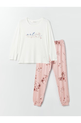 LC Waikiki Crew Neck Printed Long Sleeve Women's Pajama Set