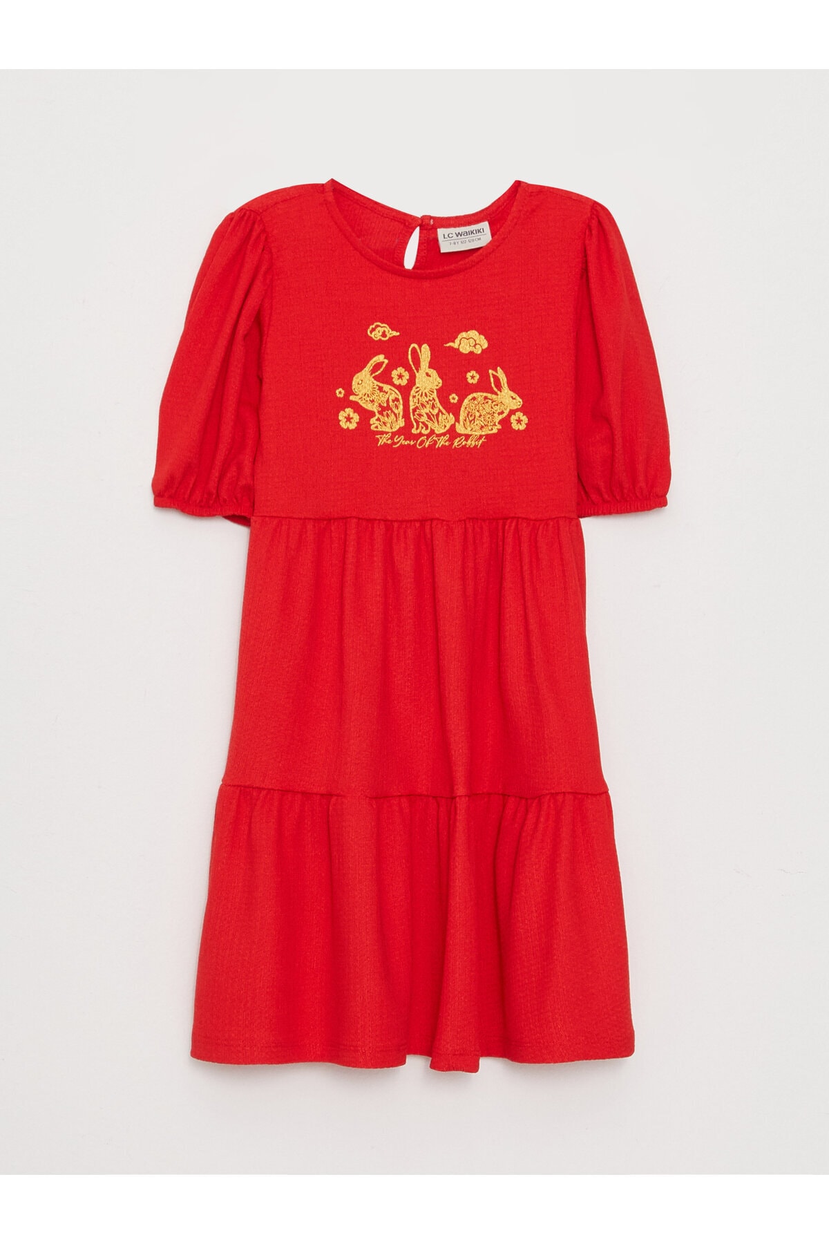 LC Waikiki Crew Neck Printed Short Sleeve Girl's Dress