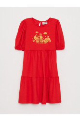 LC Waikiki Crew Neck Printed Short Sleeve Girl's Dress