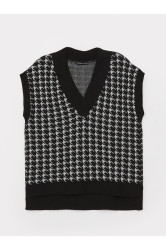 LC Waikiki Dámský oversize pletený svetr se vzorem V-Neck
