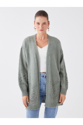 LC Waikiki Dámský šálový límec Ažurový dlouhý rukáv Pletené zboží Cardigan
