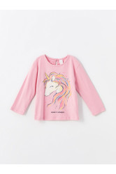 LC Waikiki LCW Crew Neck Long Sleeve Printed Baby Girl T-Shirt