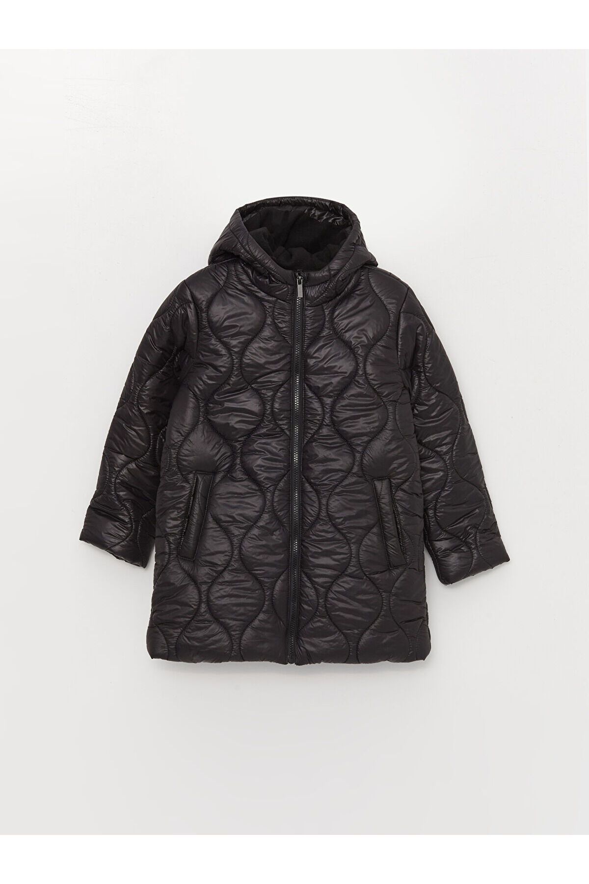 LC Waikiki Lcw Hooded Quilted Patterned Girl's Coat