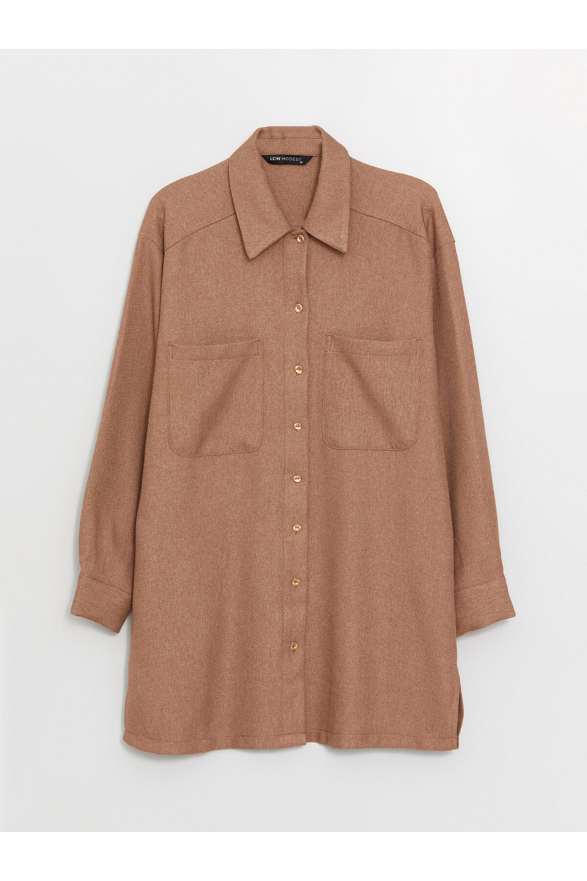 LC Waikiki Shirt Collar Plain Long Sleeve Women's Tunic