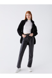 LC Waikiki Slim Fit Straight Leather Look Women's Trousers