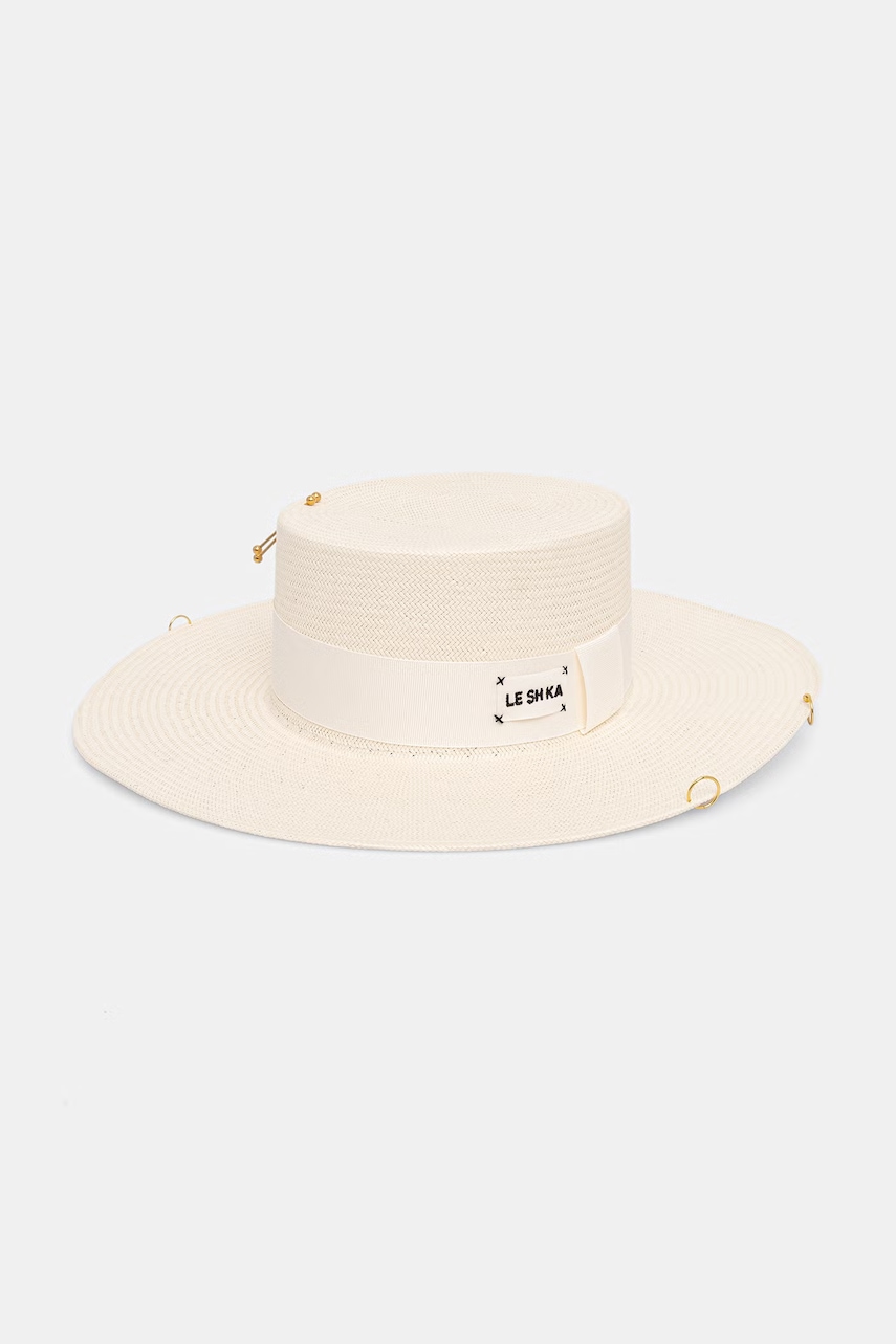 LE SH KA headwear  klobouk dámský pletený White Canotier