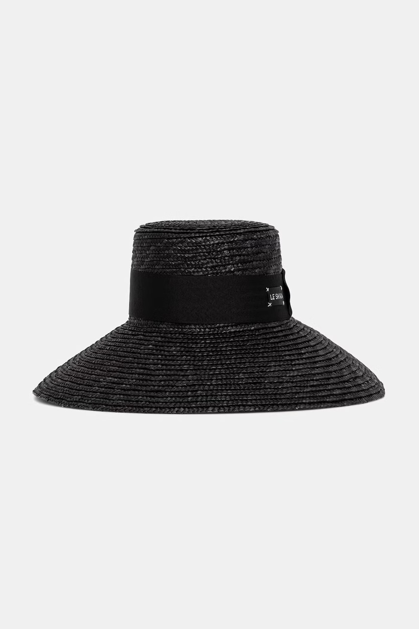LE SH KA headwear  LE SH KA klobouk se širokou krempou dámský Black Straw Veil