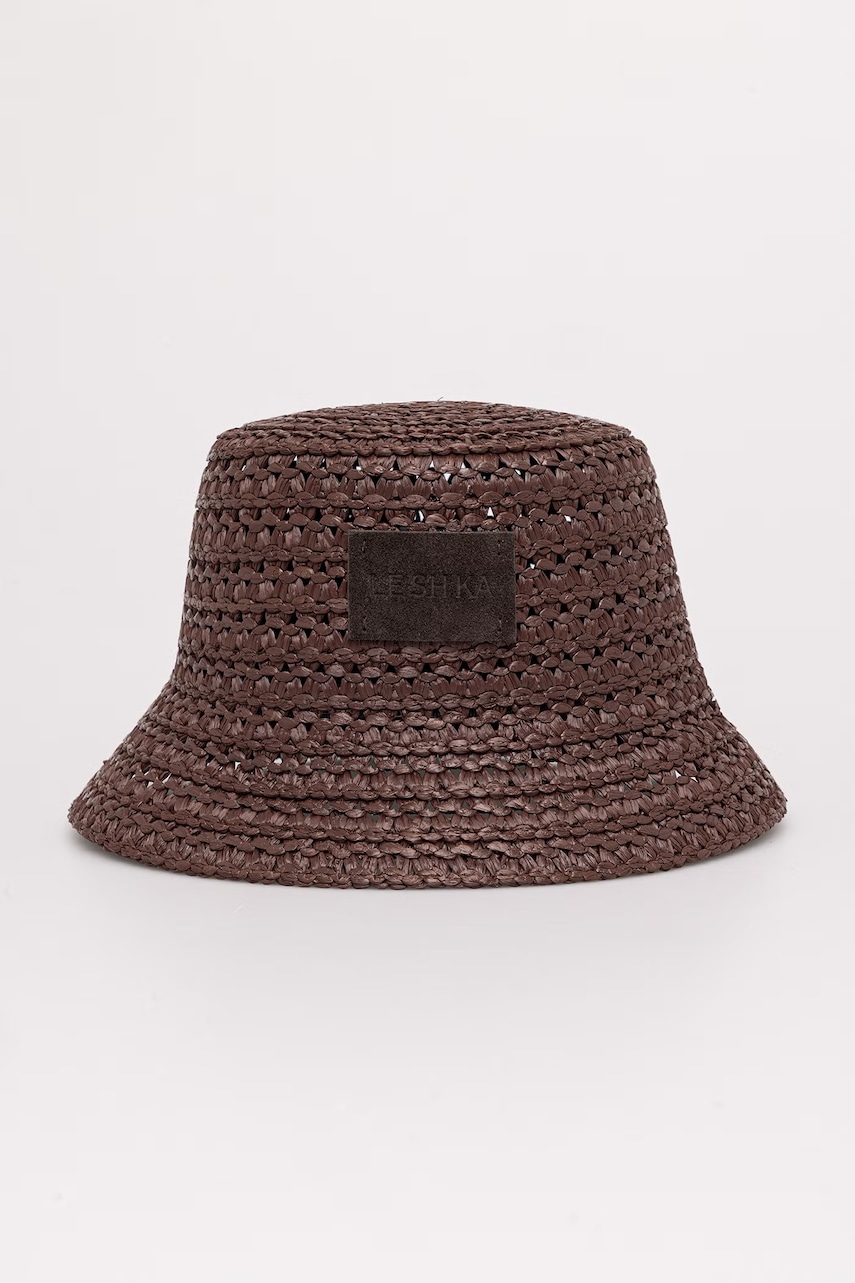 LE SH KA headwear  slaměný klobouk dámský z viskózy Brown Bucket Hat