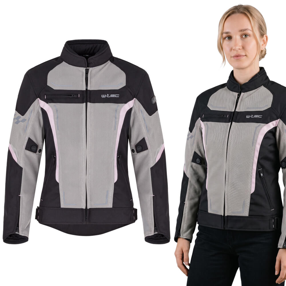 Letní dámská moto bunda W-TEC Mirelia černo-šedo-růžová XS