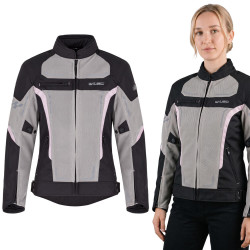 Letní dámská moto bunda W-TEC Mirelia černo-šedo-růžová XS