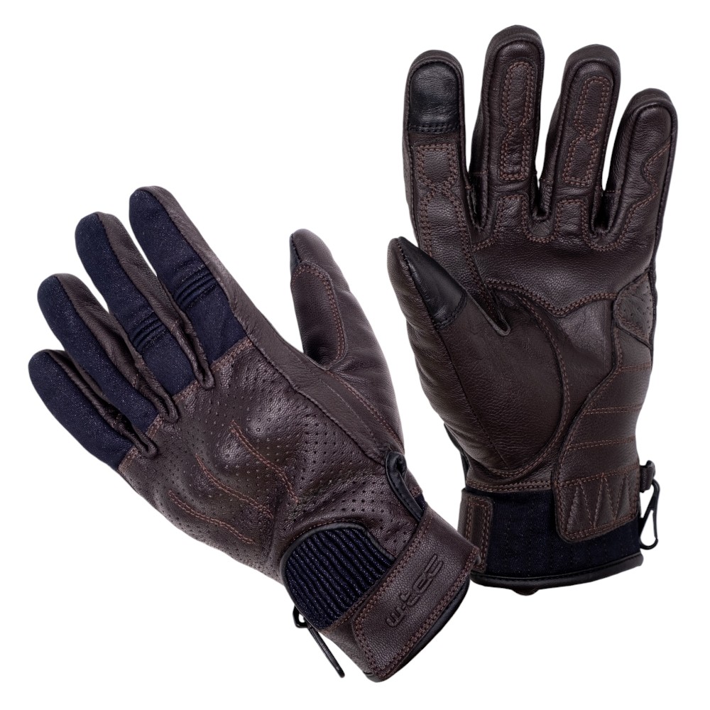 Letní moto rukavice W-TEC Fowlar deep coffee-indigo S
