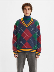 Levi's Zeleno-modrý pánský svetr Levi's® Stay Loose Vneck Sweater Athle - Pánské