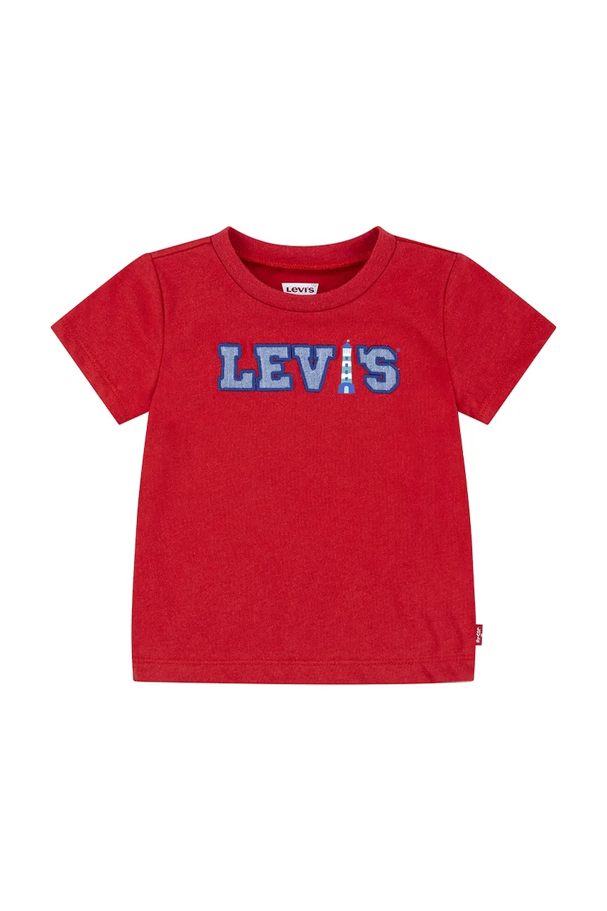 Levi's  Bavlněné dětské tričko  LOGO CHAMBRAY APPLIQUE TEE