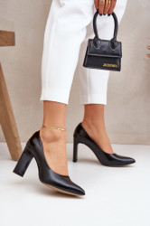 Lewski Shoes Elegantní Lodičky Z Přírodní Kůže Na Podpatku Černé Lewski
