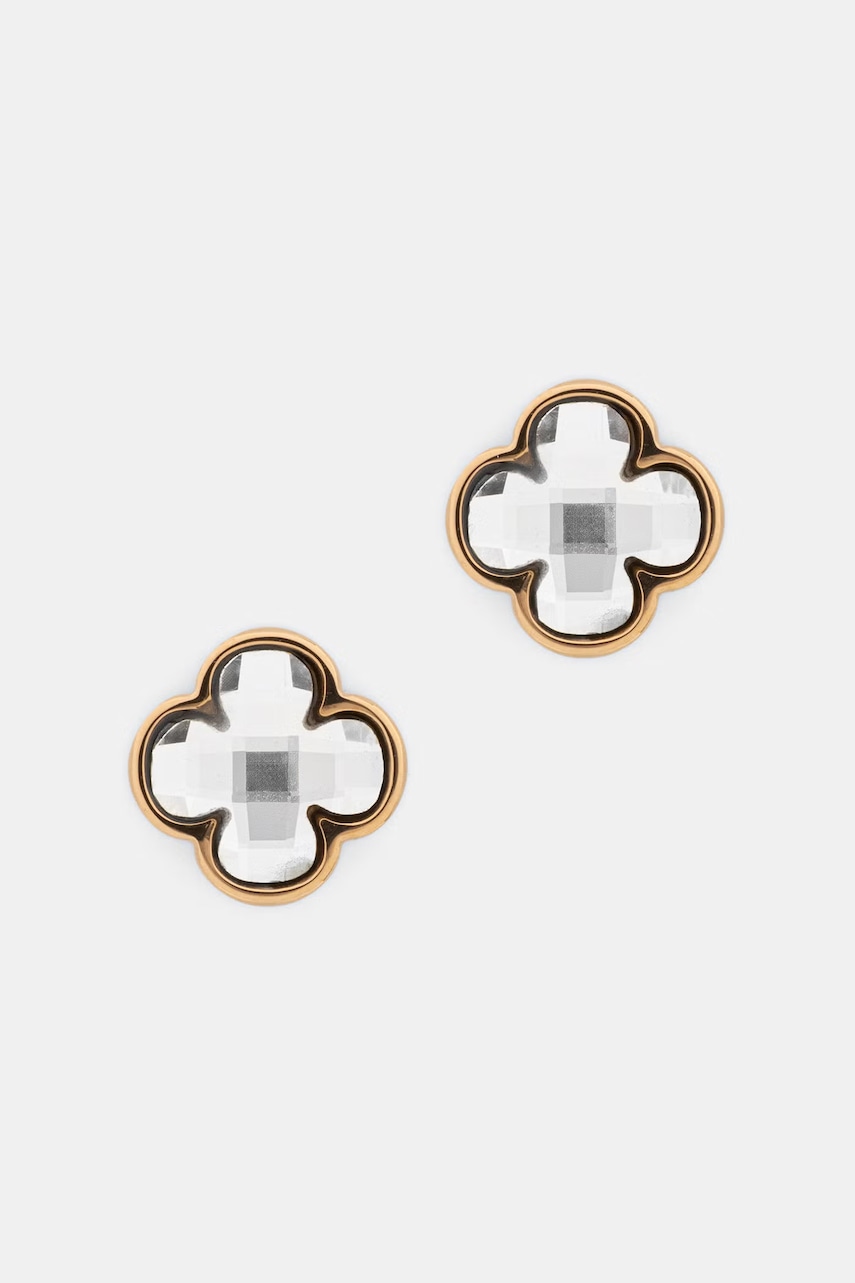 Lilou  náušnice dámské z pozlaceného kovu s broušeným sklem Mini Icons