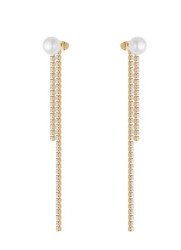 Liu Jo Třpytivé pozlacené visací náušnice s perličkami LJ3023