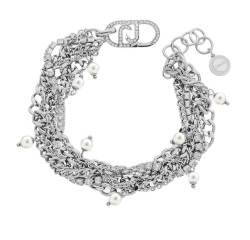 Liu Jo Vícevrstvý ocelový náramek s krystaly a perličkami LJ3073