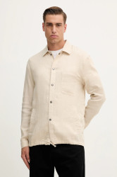 Lněná bunda Frescobol Carioca béžová barva, přechodná