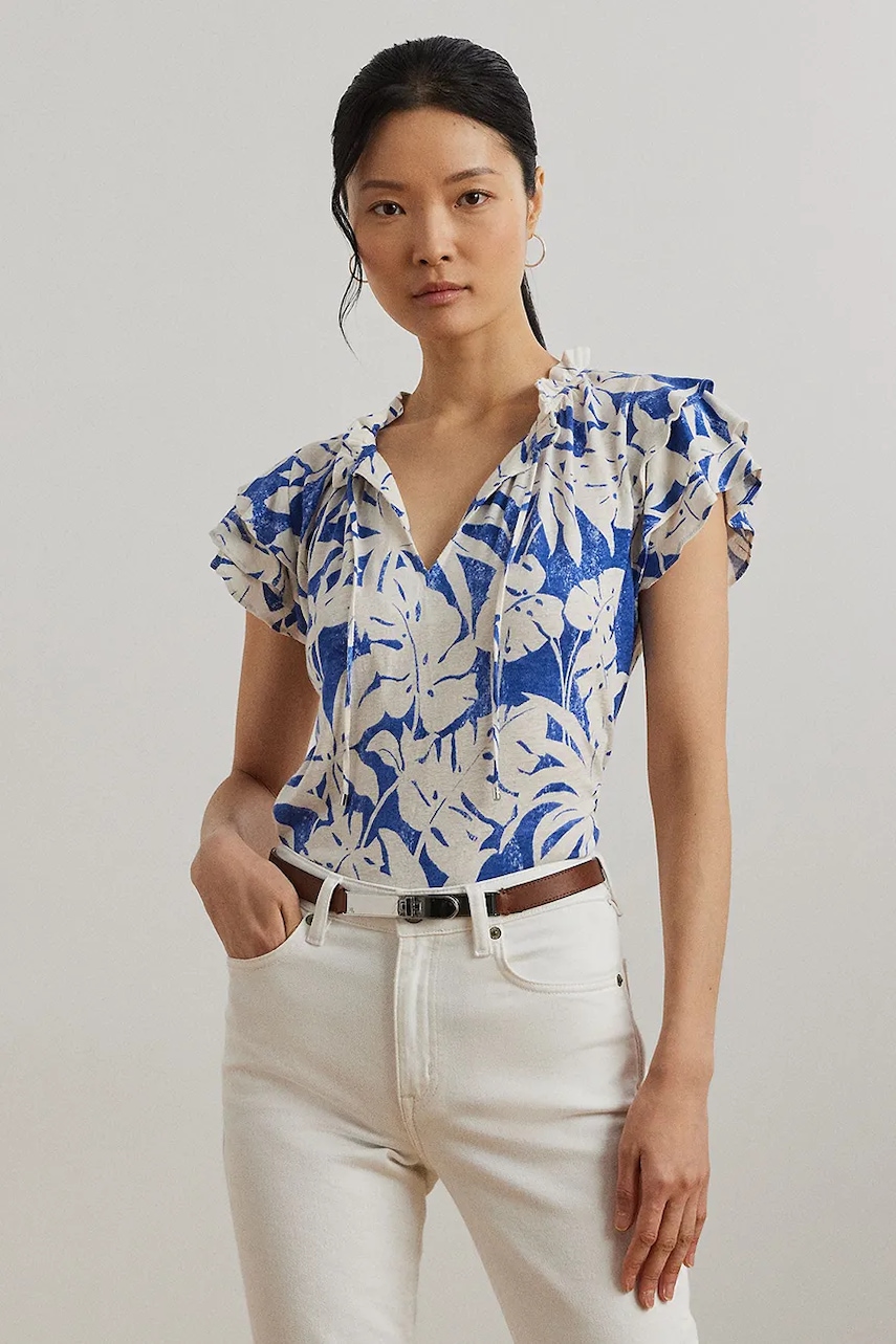 Lněná halenka Lauren Ralph Lauren