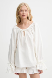 Lněná halenka The Sleeper dámská, béžová barva, hladká, CHBL06P009N