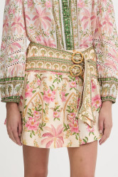 Lněná sukně Farm Rio béžová barva, mini, áčková, 335744