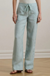 Lněné kalhoty Lauren Ralph Lauren