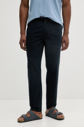 Lněné kalhoty Lindbergh pánské, tmavomodrá barva, přiléhavé, 30-003122A