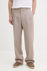 Lněné kalhoty Liu Jo pánské, hnědá barva, QA5265 T4346