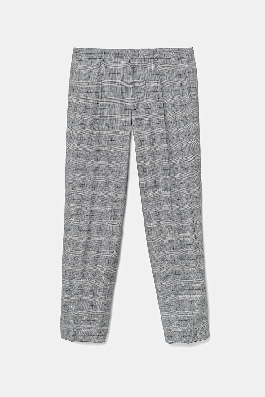 Lněné kalhoty Michael Kors pánské, modrá barva, ve střihu chinos, MK0SP01077